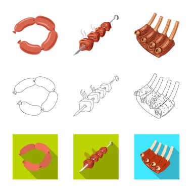 Et ve jambon simge vektör tasarımı. Et ve hisse senedi için pişirme vektör simgesi ayarla.