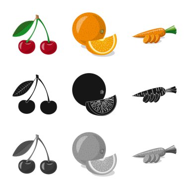 Sebze ve meyve logo vektör Illustration. Sebze ve vejeteryan hisse senedi vektör çizim seti.