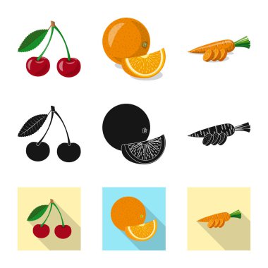 Sebze ve meyve logo vektör Illustration. Hisse senedi için sebze ve vejeteryan vektör simge topluluğu.