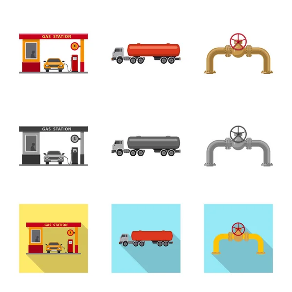 Diseño vectorial del logotipo de petróleo y gas. Colección de aceite y gasolina símbolo de reserva para la web . — Vector de stock