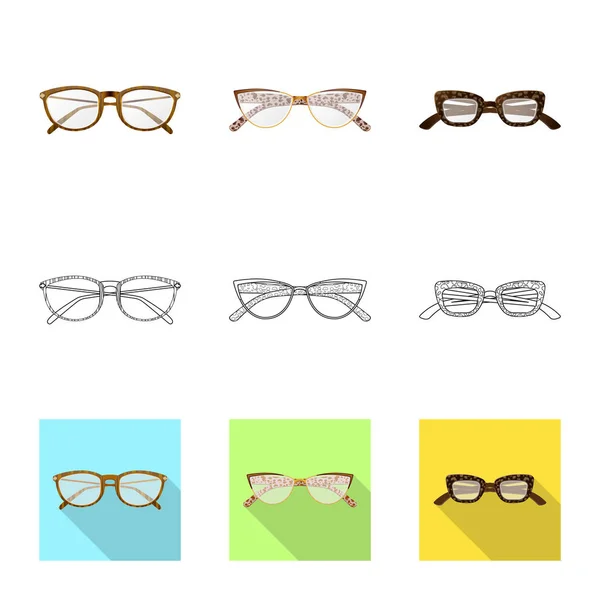 Objeto aislado de gafas e icono de marco. Colección de gafas y accesorio stock vector ilustración . — Archivo Imágenes Vectoriales