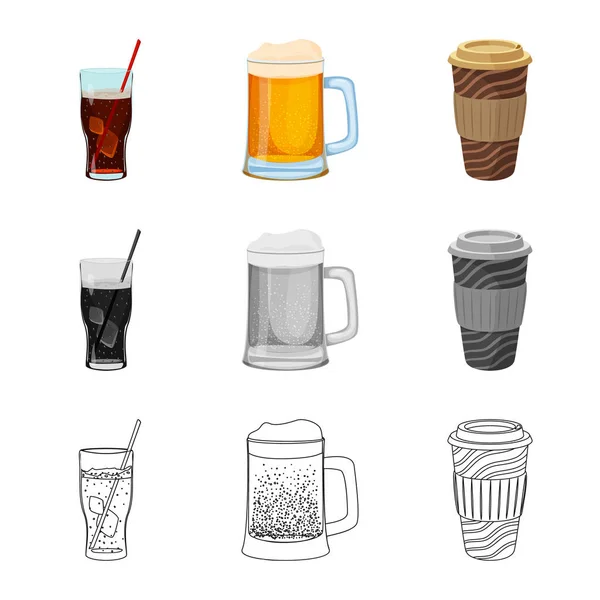 Geïsoleerde object voor drankje en bar icon. Set van drank en partij aandelensymbool voor web. — Stockvector