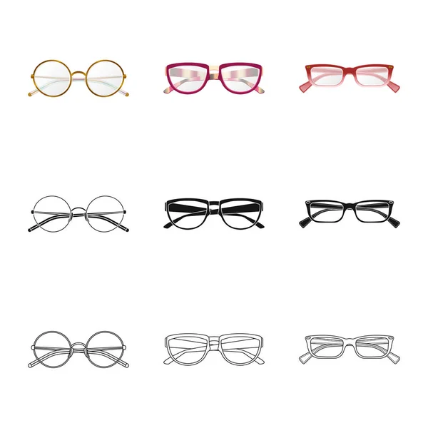 Vector design szemüveget és a keret logó. Gyűjteménye szemüveg és kiegészítő tőzsdei szimbólum a web. — Stock Vector