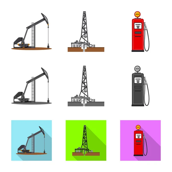 Векторное проектирование значка нефти и газа. Набор символов запасов нефти и бензина для интернета . — стоковый вектор