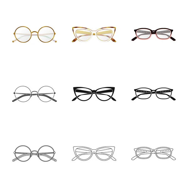 Conception vectorielle de lunettes et symbole de monture. Jeu de lunettes et accessoire stock symbole pour web . — Image vectorielle