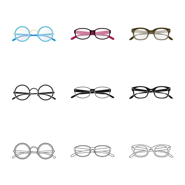 Illustration vectorielle des lunettes et du logo du cadre. Collection de lunettes et accessoires illustration vectorielle de stock . — Image vectorielle