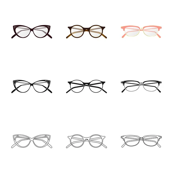 Conception vectorielle des lunettes et du logo du cadre. Jeu de lunettes et accessoire stock symbole pour web . — Image vectorielle