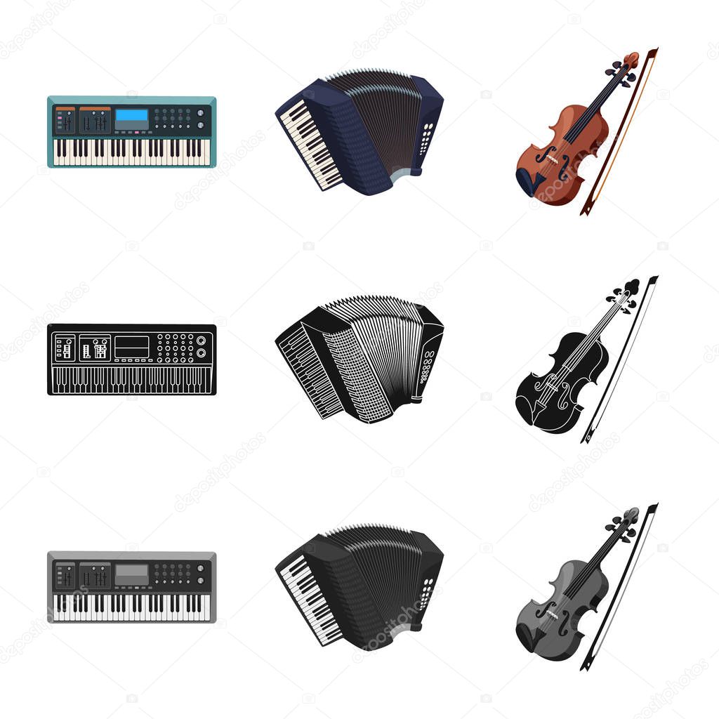Isolated object of music and tune symbol. Collection of music and tool stock symbol for web.