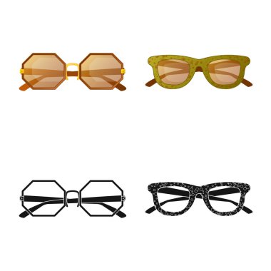 Gözlük ve güneş gözlüğü simgesi yalıtılmış nesne. Web için hisse senedi sembolü gözlük ve aksesuar koleksiyonu.