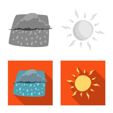 Hava ve İklim simge vektör tasarımı. Web için hava ve bulut hisse senedi simgesi kümesi.