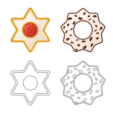 Bisküvi ve kek logo yalıtılmış nesne. Bisküvi ve çikolata stok vektör çizim seti.
