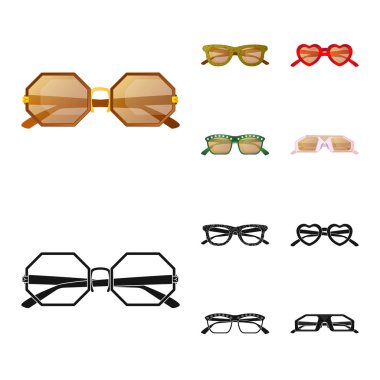 İşareti gözlük ve güneş gözlüğü izole nesne. Gözlük ve aksesuar hisse senedi vektör çizim.