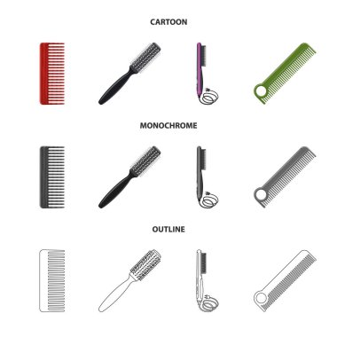 Fırça ve saç logo vektör Illustration. Hisse senedi için fırça ve saç fırçası vektör simge kümesi.