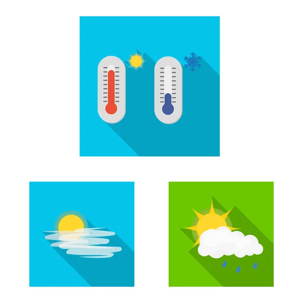 Diseño vectorial del clima y el icono del clima. Conjunto de tiempo y nube vector icono para stock . — Archivo Imágenes Vectoriales