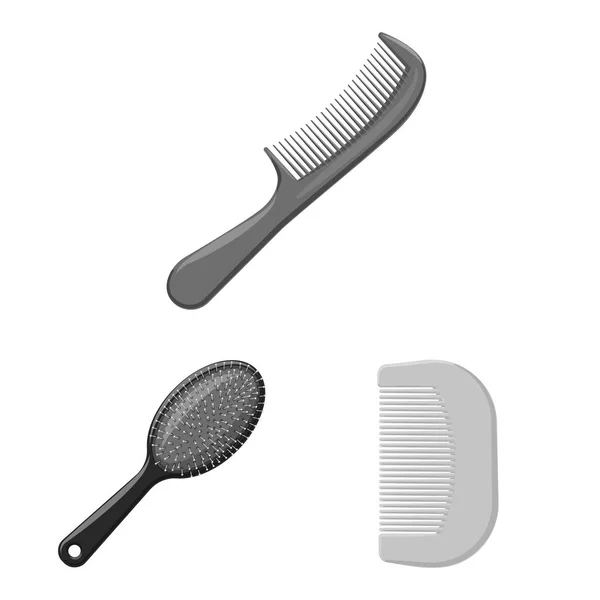Design vettoriale di pennello e icona dei capelli. Set di pennello e spazzola per capelli simbolo stock per il web . — Vettoriale Stock