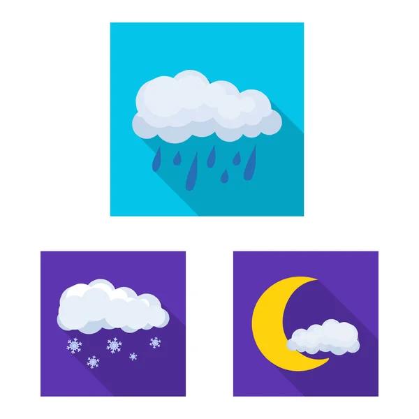 Design vettoriale dell'icona meteo e climatica. Raccolta di meteo e cloud stock simbolo per il web . — Vettoriale Stock