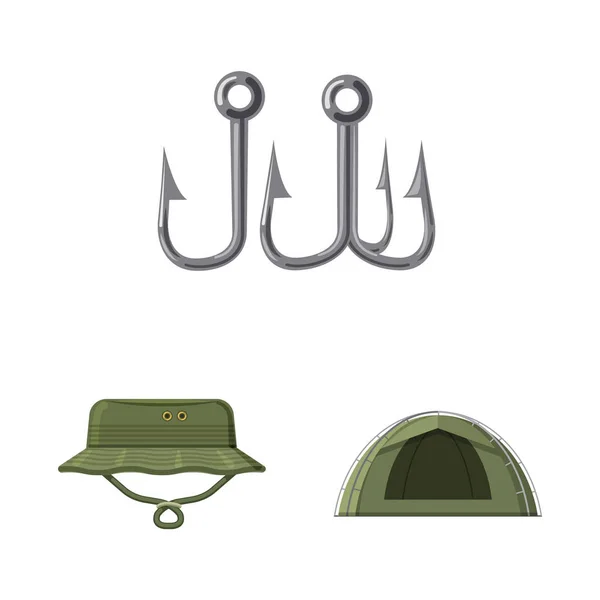 Vektorillustration von Fisch und Fischerei-Logo. Set von Fisch und Ausrüstung Vektor Illustration. — Stockvektor