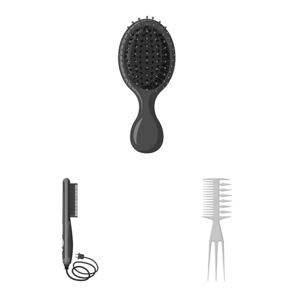 Conception vectorielle de pinceau et signe capillaire. Jeu de brosses et brosses à cheveux illustration vectorielle . — Image vectorielle