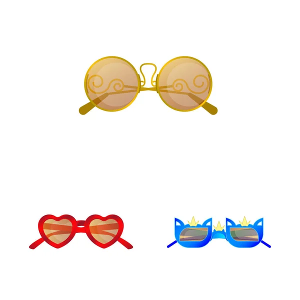 Objeto aislado de gafas y gafas de sol icono. Conjunto de gafas y accesorio icono vectorial para stock . — Vector de stock