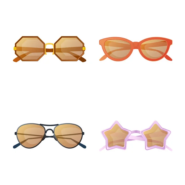 Ilustración vectorial del logotipo de gafas y gafas de sol. Conjunto de gafas y accesorio símbolo de stock para web . — Archivo Imágenes Vectoriales