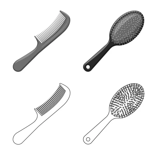 Illustration vectorielle du logo pinceau et cheveux. Collection de brosse et brosse à cheveux symbole de stock pour la toile . — Image vectorielle