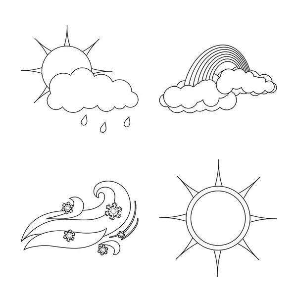 Isoliertes Objekt von Wetter und Klima-Logo. Sammlung von Wetter- und Wolkenvektorillustrationen. — Stockvektor