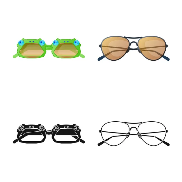 Εικονογράφηση διάνυσμα σύμβολο γυαλιά και γυαλιά ηλίου. Συλλογή γυαλιών και αξεσουάρ διάνυσμα εικονίδιο για το Χρηματιστήριο. — Διανυσματικό Αρχείο