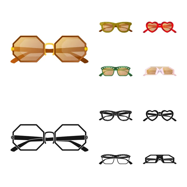 Objeto aislado de gafas y gafas de sol signo. Conjunto de gafas y accesorio stock vector ilustración . — Archivo Imágenes Vectoriales