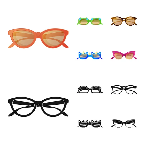 Vektor-Design von Brillen und Sonnenbrillen-Symbol. Brillensatz und Zubehör Stock Vector Illustration. — Stockvektor