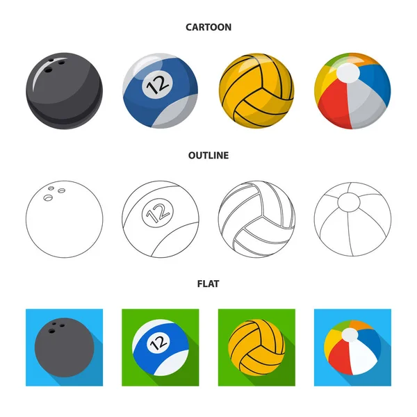 Vector illustration of sport and ball symbol. Collection of sport and athletic stock symbol for web. — Stock Vector