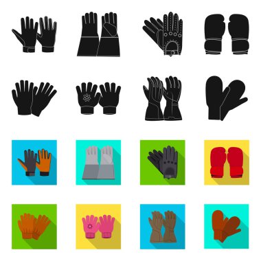 İzole işareti eldiven ve kış nesne. Hisse senedi için eldiven ve ekipman vektör simge kümesi.