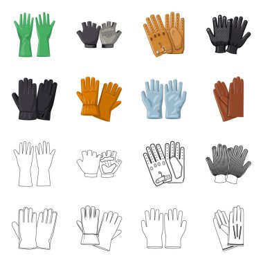 Eldiven ve kış sembolü yalıtılmış nesne. Eldiven ve ekipman hisse senedi vektör çizim seti.