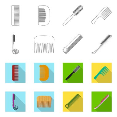 Fırça ve saç logo vektör Illustration. Web için fırça ve saç fırçası hisse senedi simgesi kümesi.