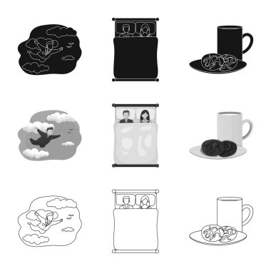 Rüyalar ve gece simge vektör tasarımı. Rüyalar ve web için hisse senedi simgesi yatak odası koleksiyonu.