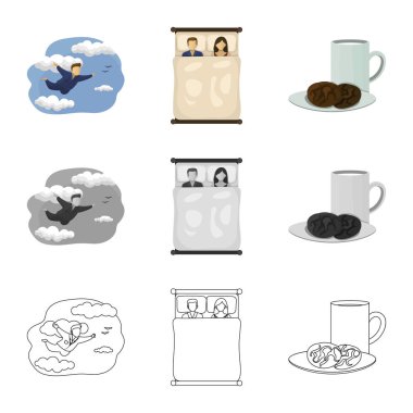 Rüyalar ve gece simge vektör Illustration. Rüyalar ve yatak odası hisse senedi vektör çizim.