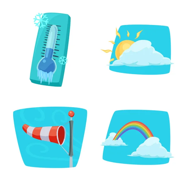 Objet isolé de signe météorologique et climatique. Collection d'icônes vectorielles météo et nuage pour stock . — Image vectorielle