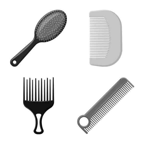 Ilustración vectorial del logotipo del cepillo y el cabello. Conjunto de cepillo y cepillo para web . — Vector de stock