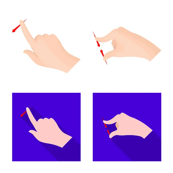 Ilustração vetorial de tela sensível ao toque e sinal de mão. Coleção de touchscreen e símbolo de estoque de toque para web . —  Vetores de Stock