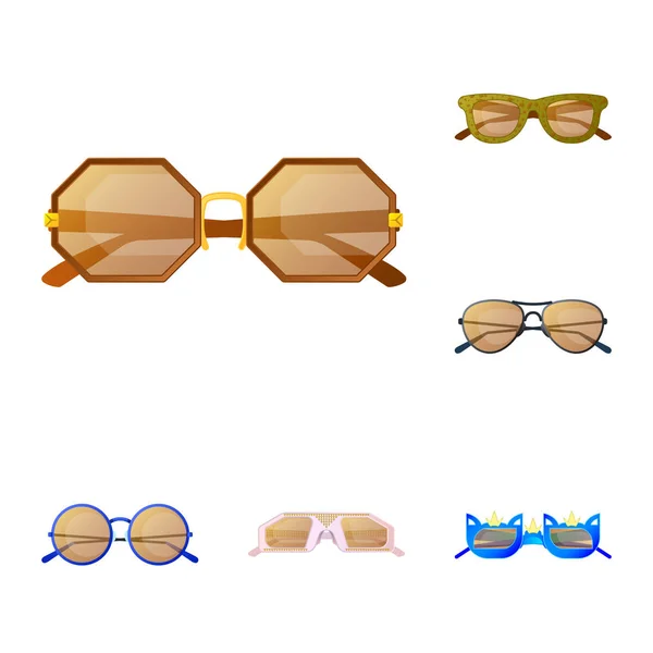 Vektor-Design von Brillen und Sonnenbrillen-Symbol. Sammlung von Brillen und Zubehör Stock Vector Illustration. — Stockvektor