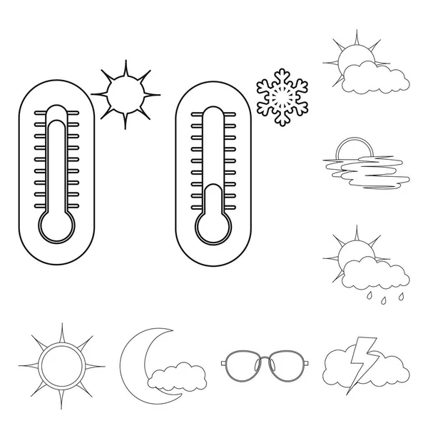 Ilustración vectorial del clima y el logotipo del clima. Colección de símbolos de stock de nubes y tiempo para la web . — Vector de stock