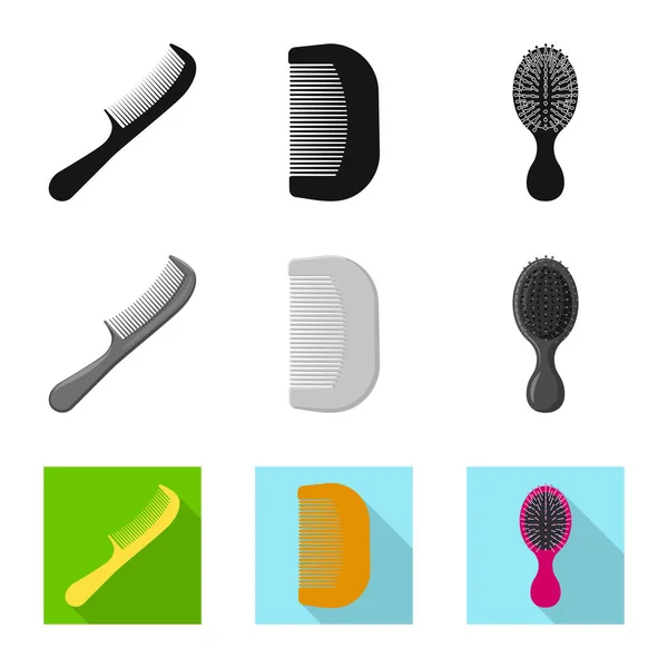 Objeto aislado de cepillo e icono de cabello. Colección de cepillo y cepillo de pelo vector de ilustración . — Vector de stock