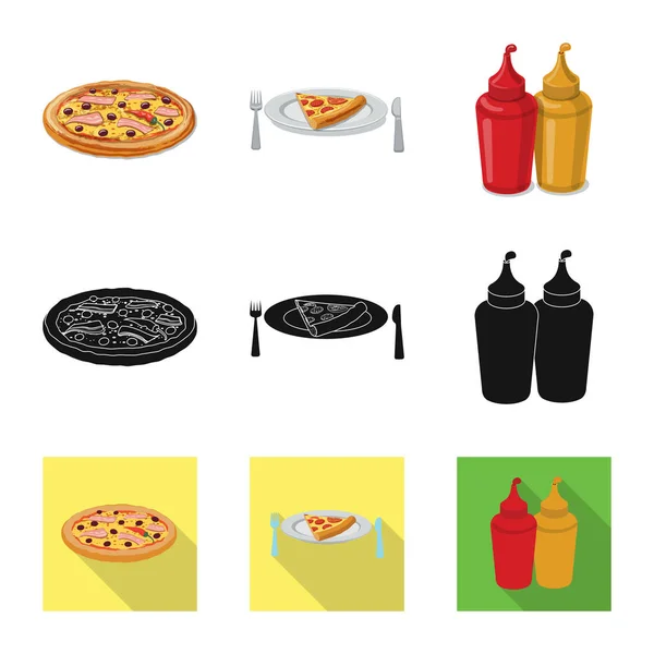 Projeto vetorial de pizza e sinal de comida. Coleção de pizza e ícones vetoriais itálicos para estoque . —  Vetores de Stock