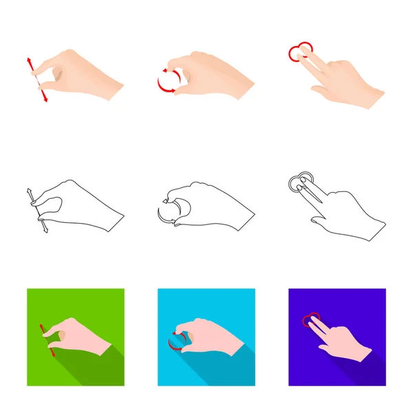Design vetorial de tela sensível ao toque e logotipo da mão. Coleção de tela sensível ao toque e ícone de vetor de toque para estoque . —  Vetores de Stock
