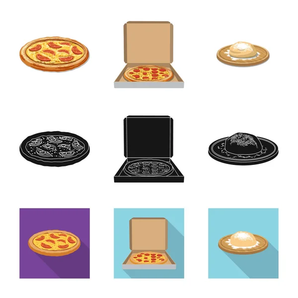 Isolierte Objekt der Pizza und Lebensmittel-Logo. Sammlung von Pizza und italienischem Aktiensymbol für das Web. — Stockvektor