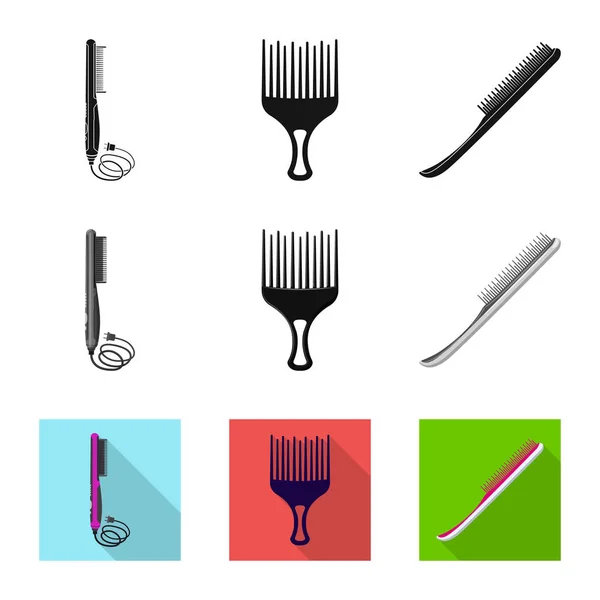 Vector design van de borstel en haar symbool. Collectie van de borstel en haarborstel voorraad vectorillustratie. — Stockvector