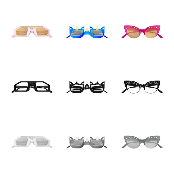 Απομονωμένο αντικείμενο του λογότυπου γυαλιά και γυαλιά ηλίου. Συλλογή γυαλιών και αξεσουάρ stock διανυσματικά εικονογράφηση. — Διανυσματικό Αρχείο
