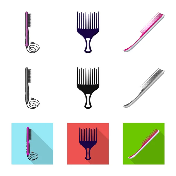 Vectorillustratie van de penseel en haar teken. Collectie voor borstel en haarborstel vector icon voor voorraad. — Stockvector