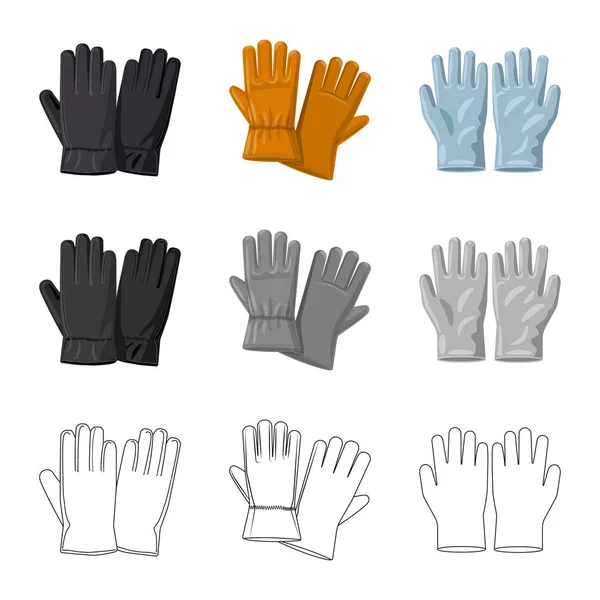 Изолированный предмет перчатки и зимняя икона. Набор векторной иллюстрации перчаток и оборудования . — стоковый вектор