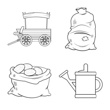 Çiftlik ve tarım simgesi yalıtılmış nesne. Çiftlik ve bitki hisse senedi vektör çizim seti.