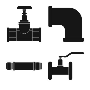 Boru ve tüp işareti yalıtılmış nesne. Boru ve boru hattı hisse senedi vektör çizim topluluğu.